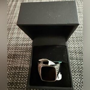EFFY Stylish Black Onyx and Silver Men's Ring